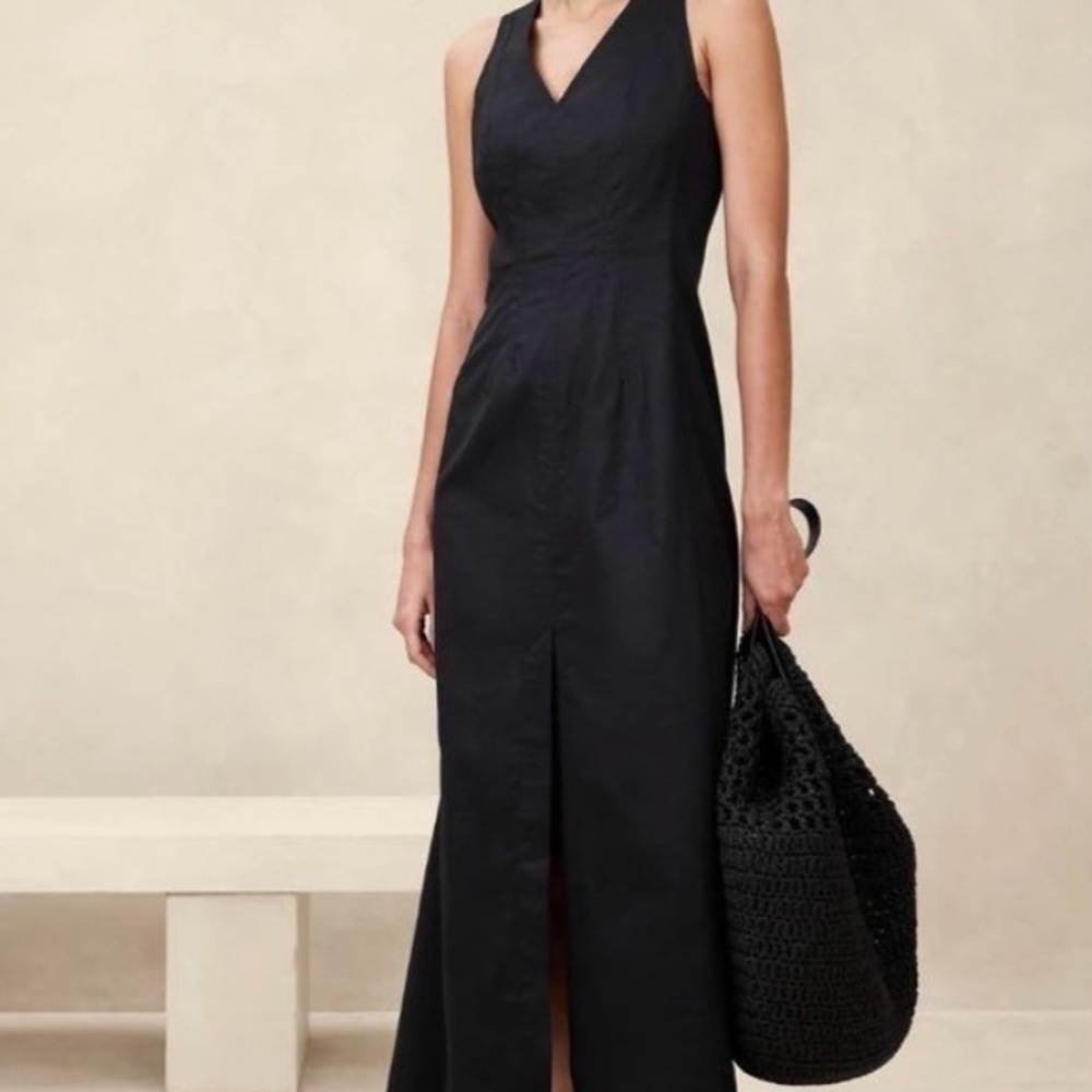 Banana Republic Green Linen-Blend Seam Bodice Maxi Dress size 10 - Picture 10 of 10